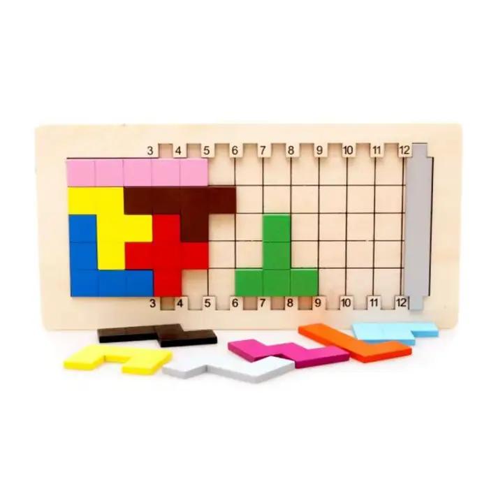 Jeu de puzzle éducatif d'intelligence de casse-tête d'esprit de Pentomino en bois