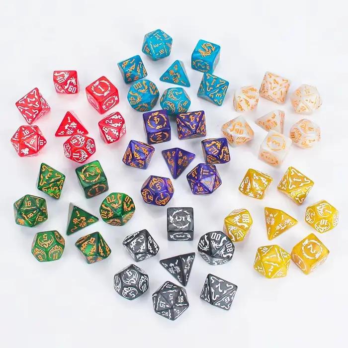 Ensemble de 7 pièces Dragon Element dés multi-aspects accessoires de jeux de société pour adultes et enfants fantaisie jeux de plateau et de rôle occassions spéciales