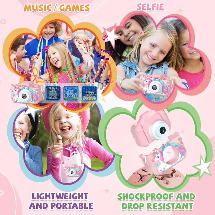 Caméra vidéo numérique pour enfants avec étuis en silicone