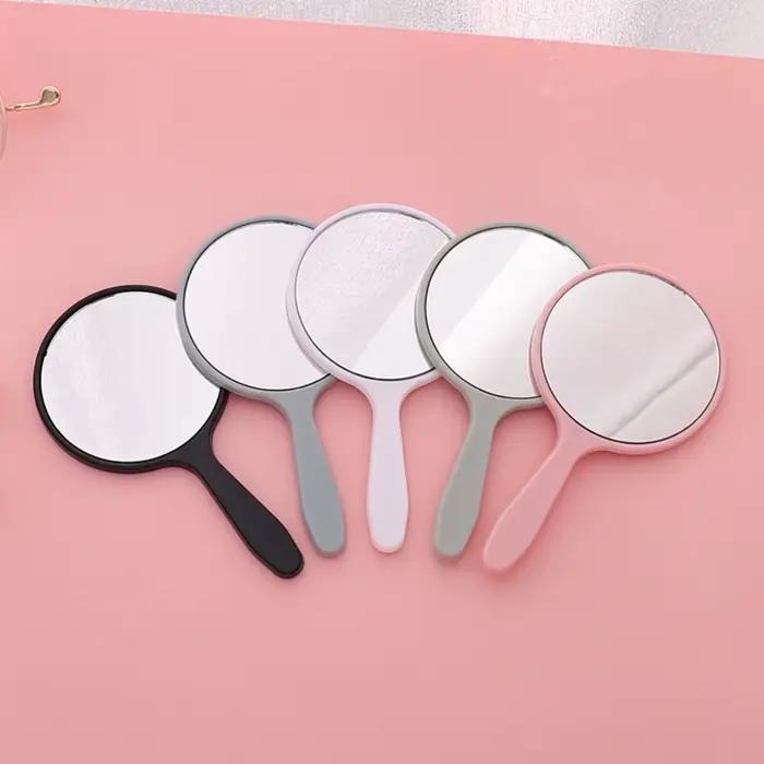 Miroir de maquillage créatif à faire soi-même, petit miroir rond portatif Anti-chute avec poignée, miroir Portable pour la maison