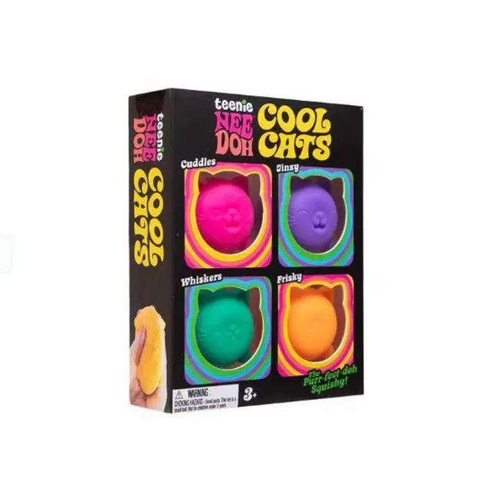 Ensemble de jouets sensoriels Teenie Needoh Cool Cats colorés et moelleux pour soulager l'anxiété et le stress