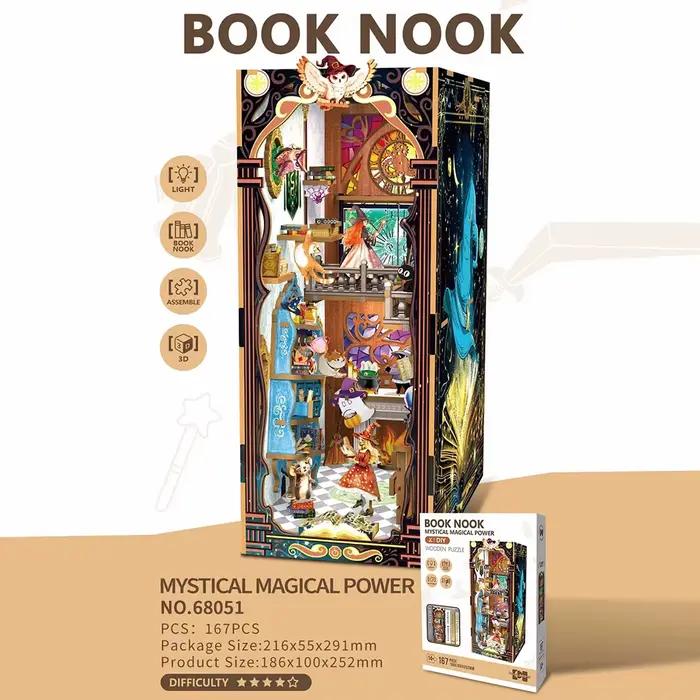 Maison en bois à construire soi-même, modèle de puzzle, coin lecture miniature, cabane pour la décoration de la maison, cadeau d'anniversaire pour les amateurs de livres