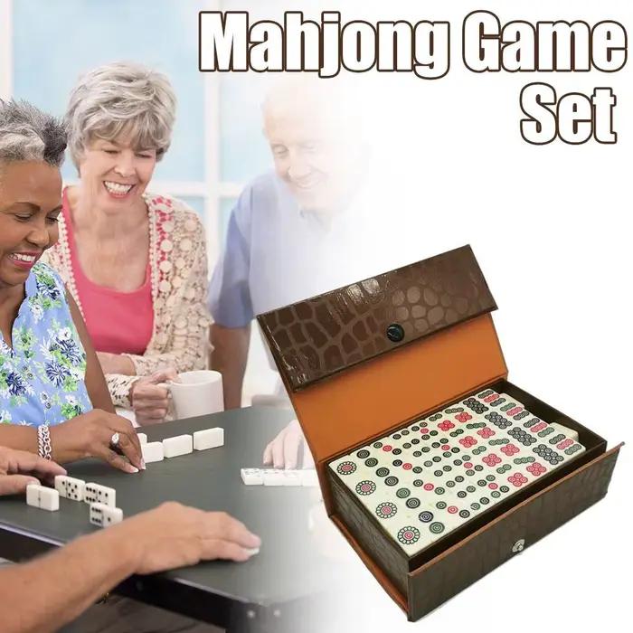 Non. 20 mini jeux de Mahjong chinois avec étui en cuir de qualité supérieure pour les voyages