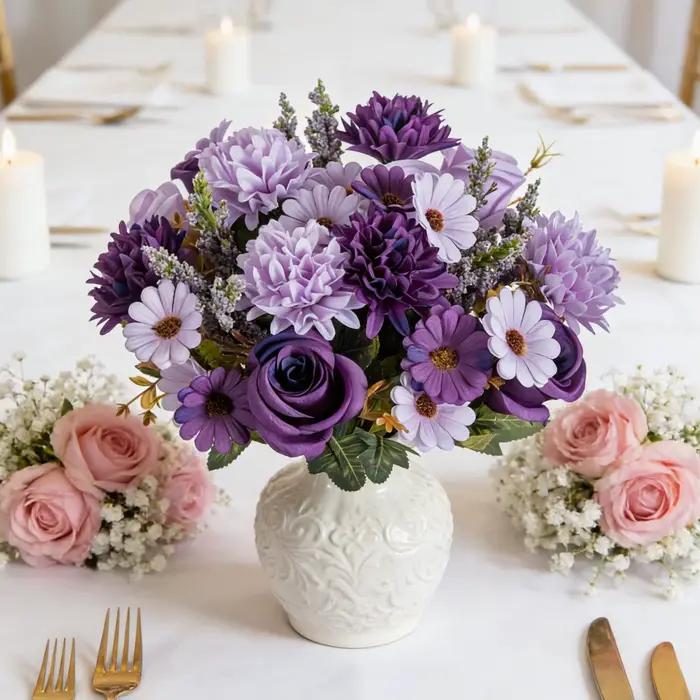 Bouquet de mariée en fleurs artificielles, couronne de roses, décoration de jardin extérieur, maison, bureau, table, accessoire cadeau DIY