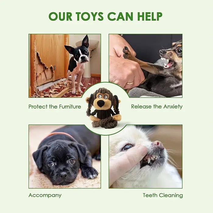 Jouets pour chiots grinçants, jouets à mâcher en peluche pour la formation à la dentition, jouets pour petits chiens, jouets interactifs pour singe mignon