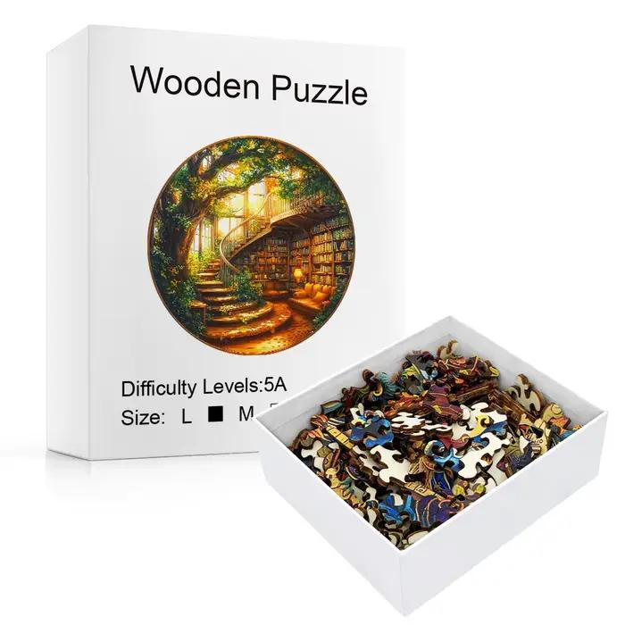 Nette Tree Series-Bibliothèque-Puzzles en bois