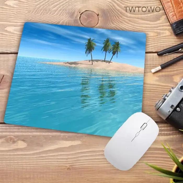 Tapis de souris antidérapant pour jeu, fond d'île de palmier de plage, 180x220x2mm, Design Cool, tapis de Table pour joueur, ordinateur portable en caoutchouc