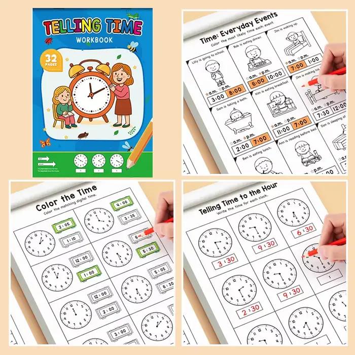 32 pages raconter le temps exercice Cognition jouet livre jeu interactif