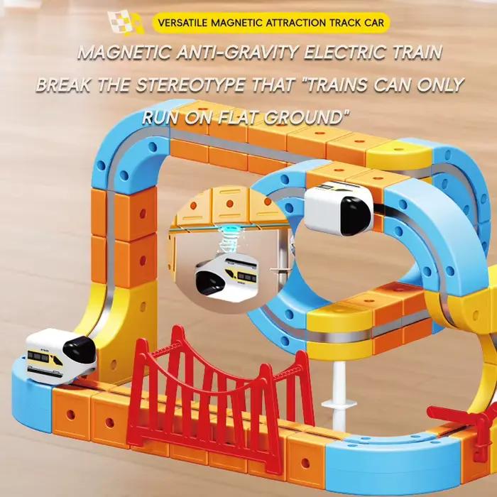 Coffret de train magnétique DIY 3D : Circuit flexible pour enfants, jouet de construction magnétique, cadeau éducatif STEM