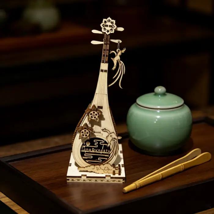 Kit de puzzle d'instrument musical Pipa en bois à faire soi-même