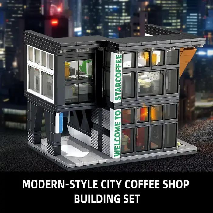 Ensemble de blocs de Construction de maison de ville de café pour adultes