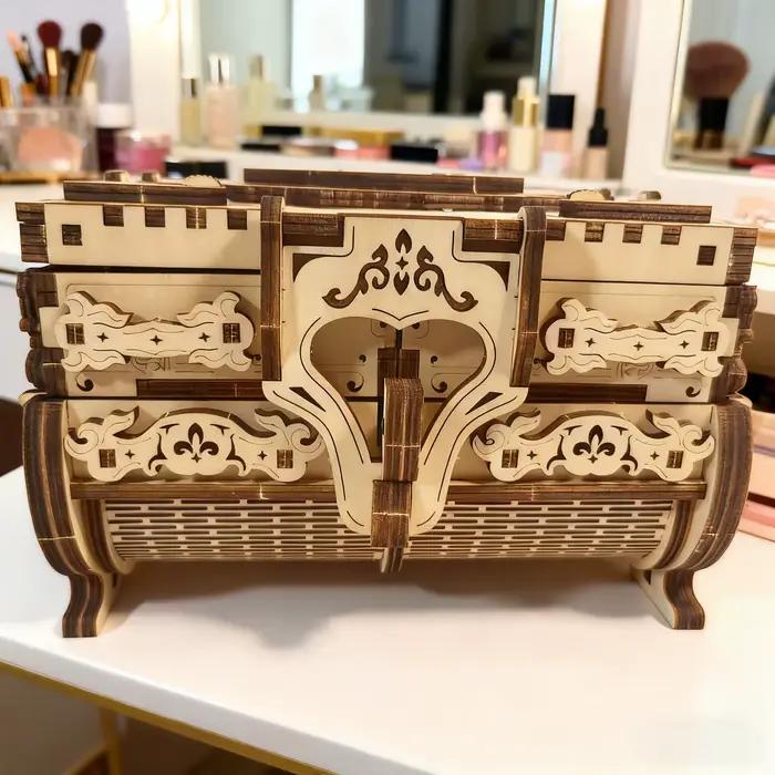 Boîte à bijoux musicale en bois 3D