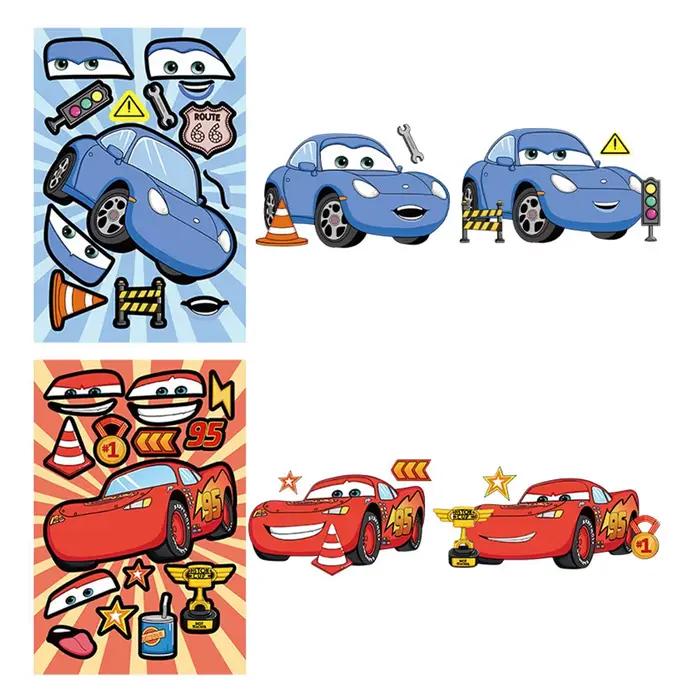 8/16 feuilles Autocollants puzzle à faire soi-même Disney Cars : Créez une face de personnage Lightning McQueen