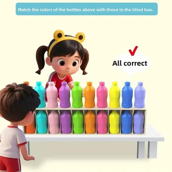 Jeu d'association de bouteilles en plastique gris clair pour éveil précoce et entraînement à la mémoire chez les enfants occasions spéciales éducation logique coordination œil-main