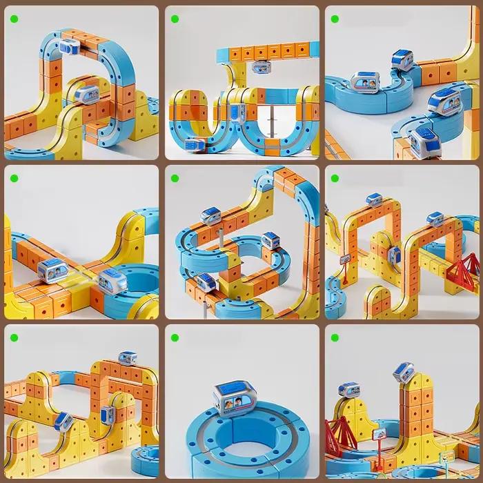 Coffret de train magnétique DIY 3D : Circuit flexible pour enfants, jouet de construction magnétique, cadeau éducatif STEM