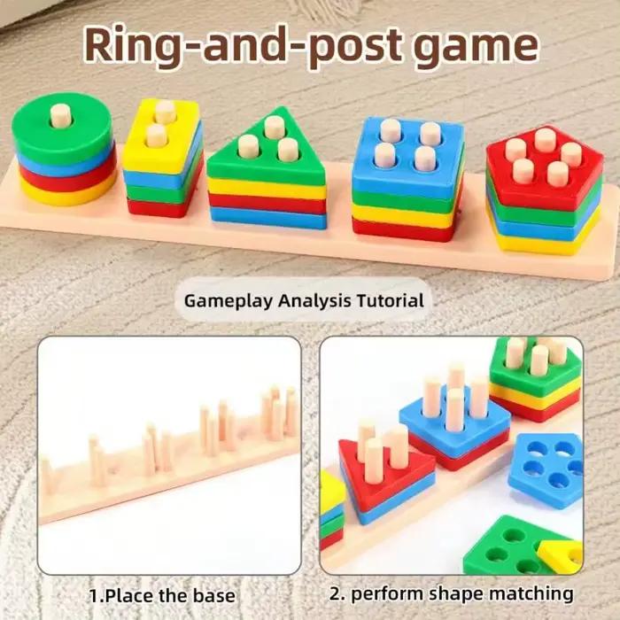 Ensemble de jouets de blocs à assembler de formes géométriques | Jouet éducatif précoce pour nourrissons de 0 à 3 ans |