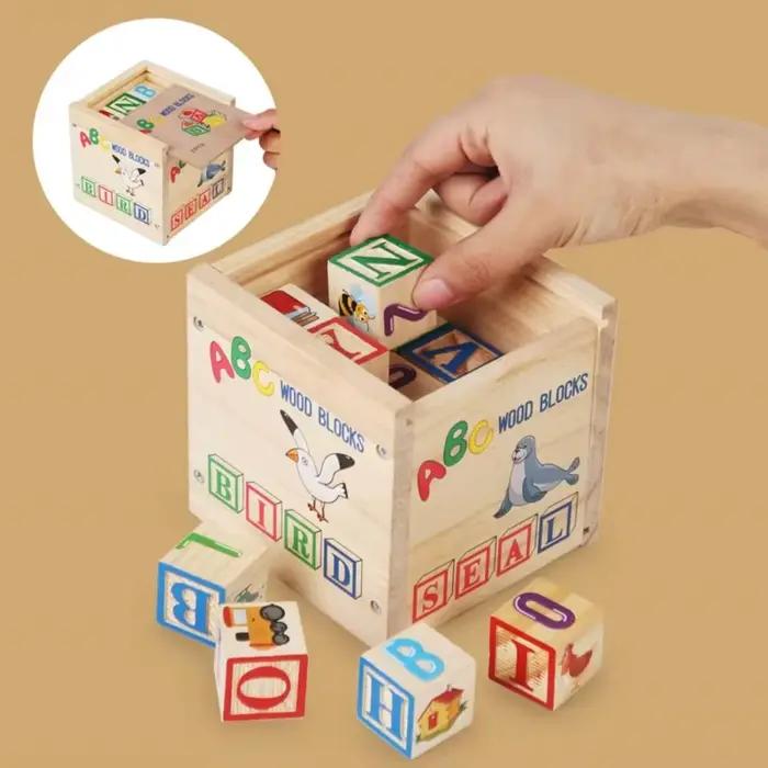 Blocs de construction en bois pour apprentissage Cognitif, lettres de l'alphabet et des chiffres, jouets cognitifs, motricité, lettre ABC
