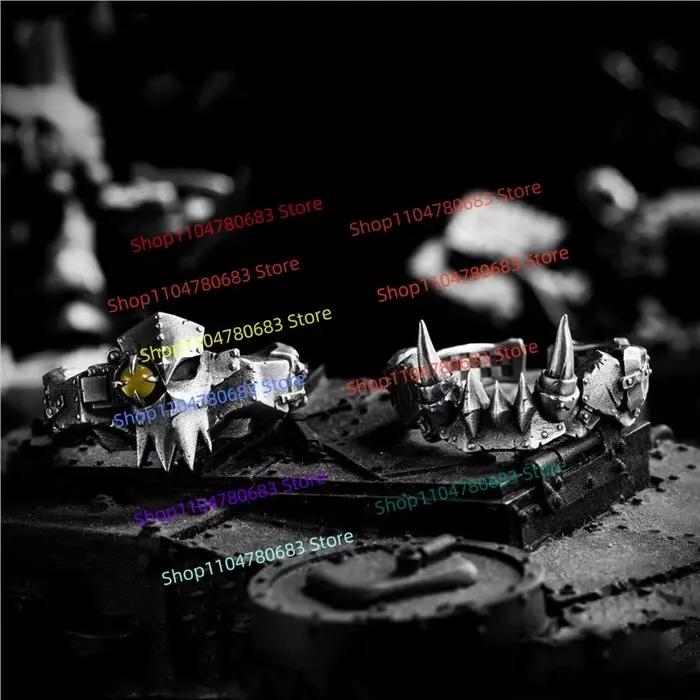 Périphériques de jeu 40K Ork Waaagh! Ensemble d'anneaux pour couple, anneaux décoratifs au design unique et original, collection de cadeaux pour hommes
