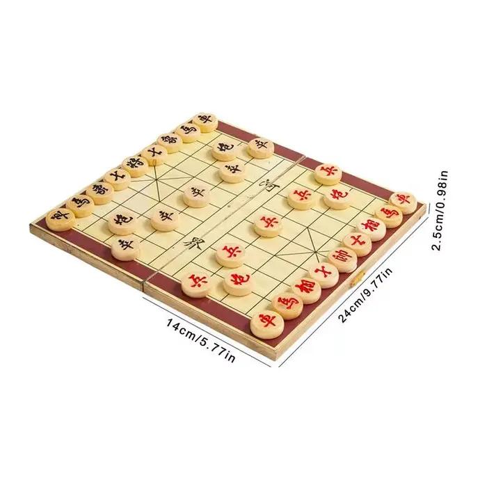 Jeu d'échecs chinois Jeu de société pliable en bois pour adultes Jeu