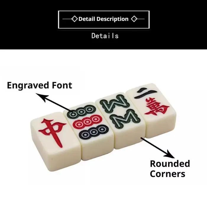 Non. 20 mini jeux de Mahjong chinois avec étui en cuir de qualité supérieure pour les voyages