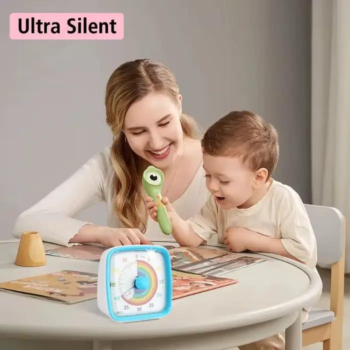 Minuteur visuel pour enfants, outil de gestion du temps, veilleuse, réveil ultra silencieux, compte à rebours numérique de 60 minutes