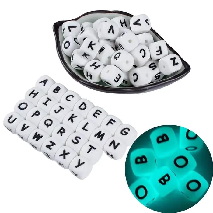 Perles lumineuses en silicone pour bébé, 50 pièces, formes de dessin animé, sans latex, sans nitrosamine, sans phthalates, sans BPA, pour le développement moteur et sensoriel, cadeau idéal pour les occasions spéciales