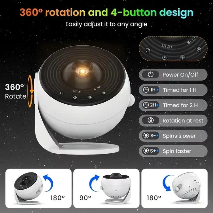 Projecteur de galaxie de veilleuse professionnelle Projecteur de ciel étoilé 360 ° Lampe planétarium rotative pour chambre d'enfants, décoration de mariage pour la saint-valentin