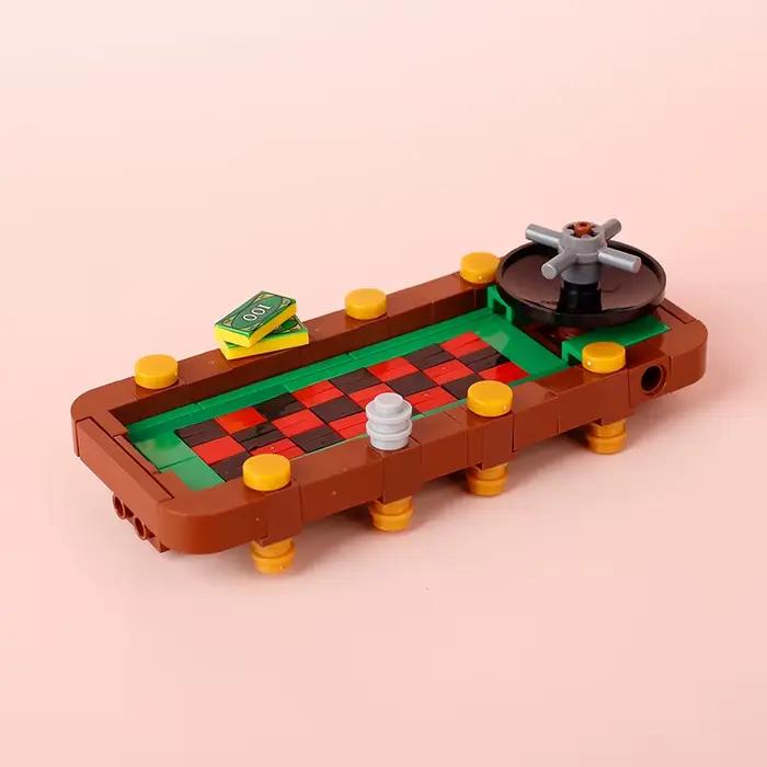 MOC City – blocs de construction de Table de Poker, fentes, Console de jeu de balle de Ski, cartes d'échecs, Machine de jeu, scène de salle, briques, jouets cadeau