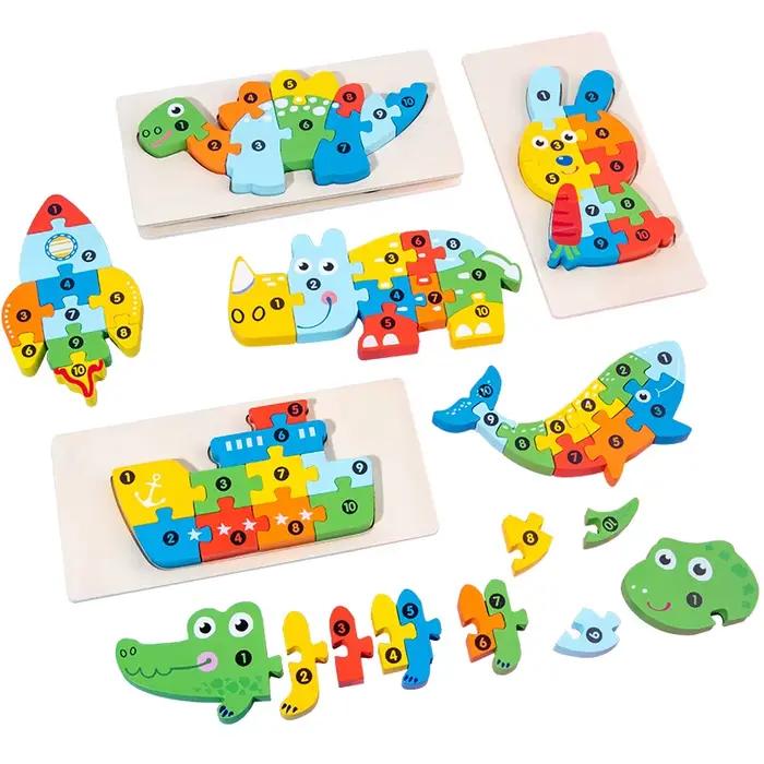 Puzzle en bois 3D stéréoscopique Montessori pour enfants