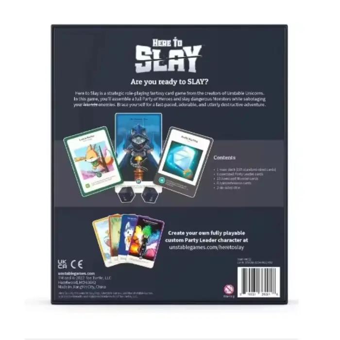 Le plus récent jeu de base TeeTurtle Here to Slay des créateurs des licornes instables Un jeu de cartes stratégiques pour adolescents et adultes noir