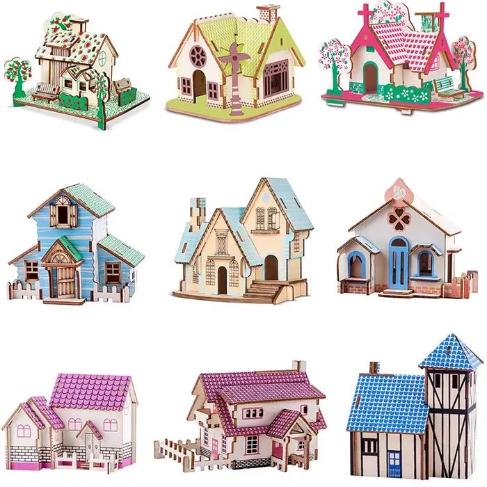 Puzzle 3D en bois, maison