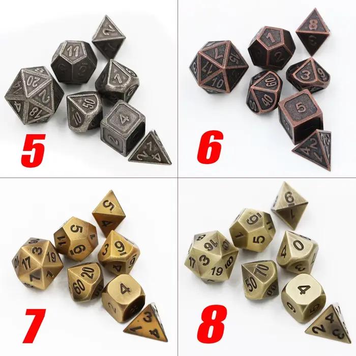 IMDG 7 pièces/ensemble créatif RPG jeu dés polyèdre métal dés Cubes rétro couleur numérique jeu dés