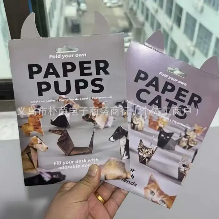 Feuilles Origami Animaux Chats Chiens Dinosaures Créatives Bricolage Papier Pliant Enfant Cadeau Occasion Spéciale