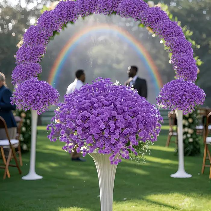 20 bouquets - Bouquets artificiels de gypsophile avec des fleurs et des tiges violettes douces, pour mariage, fête prénuptiale, décoration de la maison printemps/été
