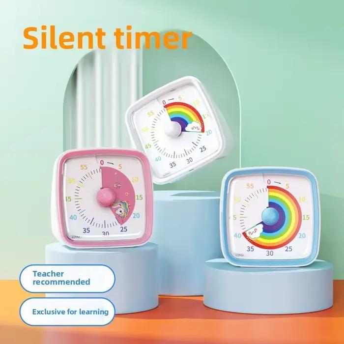 Minuteur visuel pour enfants, outil de gestion du temps, veilleuse, réveil ultra silencieux, compte à rebours numérique de 60 minutes