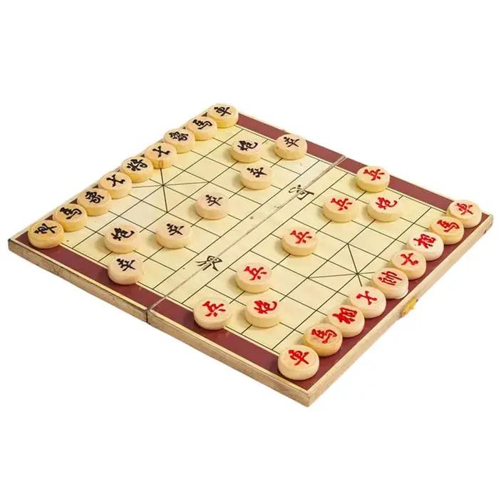 Jeu d'échecs chinois Jeu de société pliable en bois pour adultes Jeu