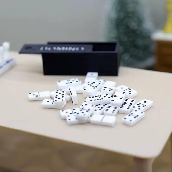 1 ensemble 1:12 accessoires pour maison de poupée modèle de dominos Miniature, jouet éducatif d'apprentissage, jeu de société de dominos à points