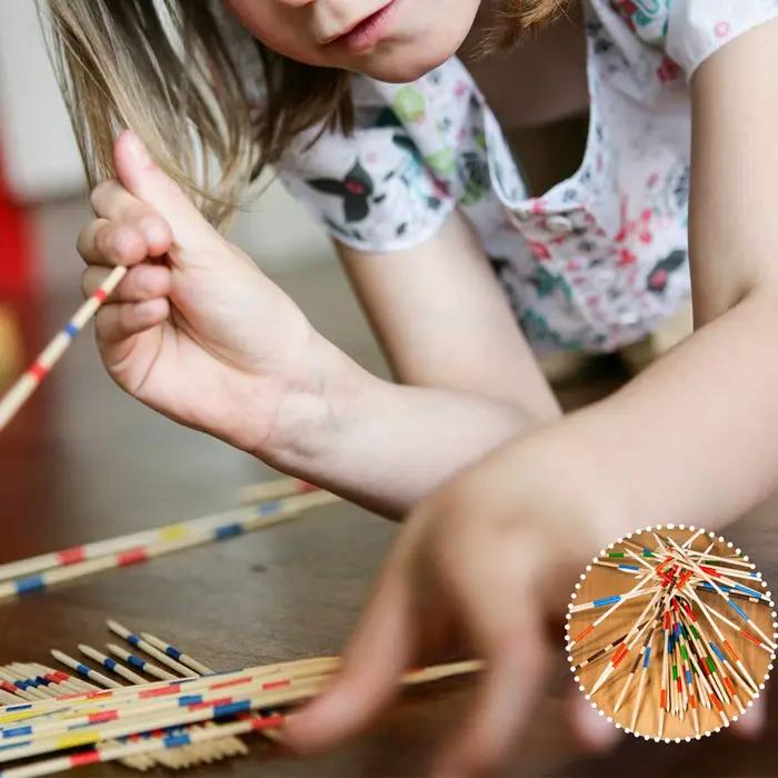 Jeu de bâtons de ramassage en bois classique