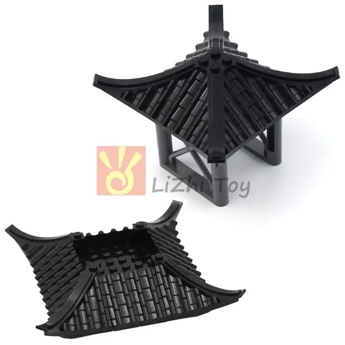 MOC maison toit avant-toit blocs de construction briques Style chinois ancien carrelage vitré jardin cour Architecture 70681W jouets
