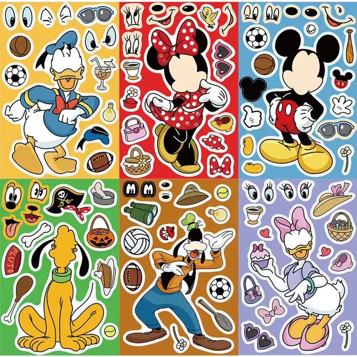 Autocollants puzzle Disney Mickey Minnie pour créer un visage
