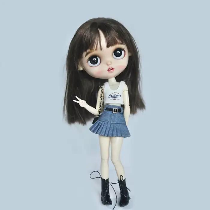 Accessoires de poupées 1/6ème échelle t-shirt imprimé Blythe Butter et jupe en jean pour filles de 14 ans et plus