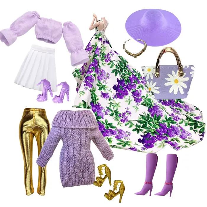Vêtements de poupée 1/6 taille unique ensemble de styles violets pour poupée de 11.5 pouces 30cm jouets pour filles accessoires de collection poupées jouets fantaisie occasions spéciales