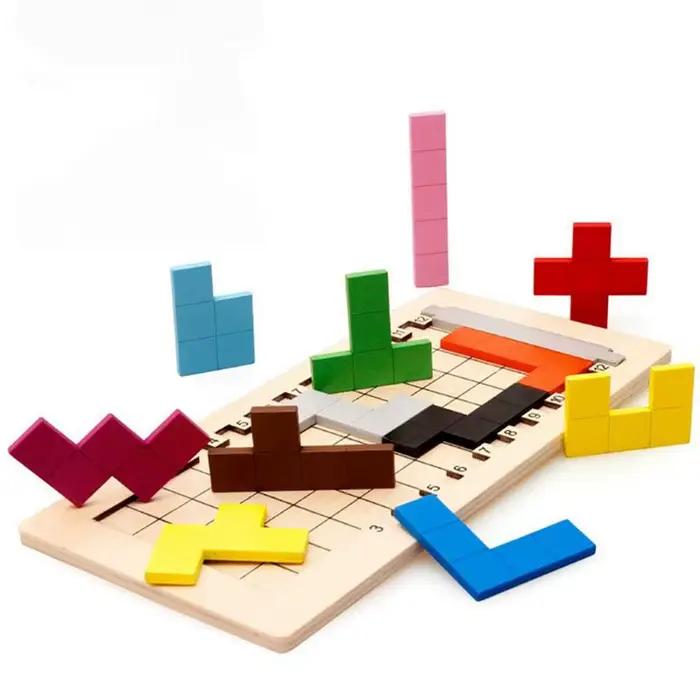Jeu de puzzle éducatif d'intelligence de casse-tête d'esprit de Pentomino en bois