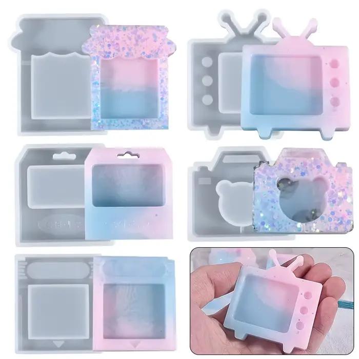 Moule en silicone pour porte-clés sable mouvant en forme de carte de jeu de console - Outil de fabrication artisanale pour la maison et le jardin