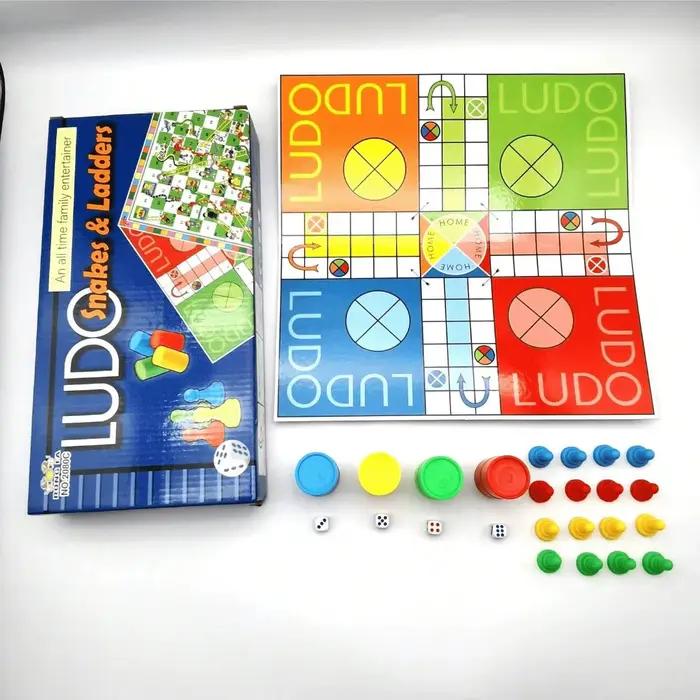 Jeu de société familial 2-en-1 Serpent et l'Échelle + Ludo