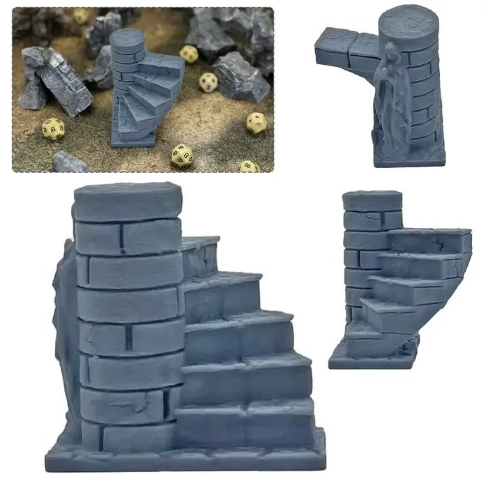 Terrain de jeu miniature Crypt Stairs Pathfinder Ruined Tomb Settlement pour Wargaming, D&D et jeux de rôle