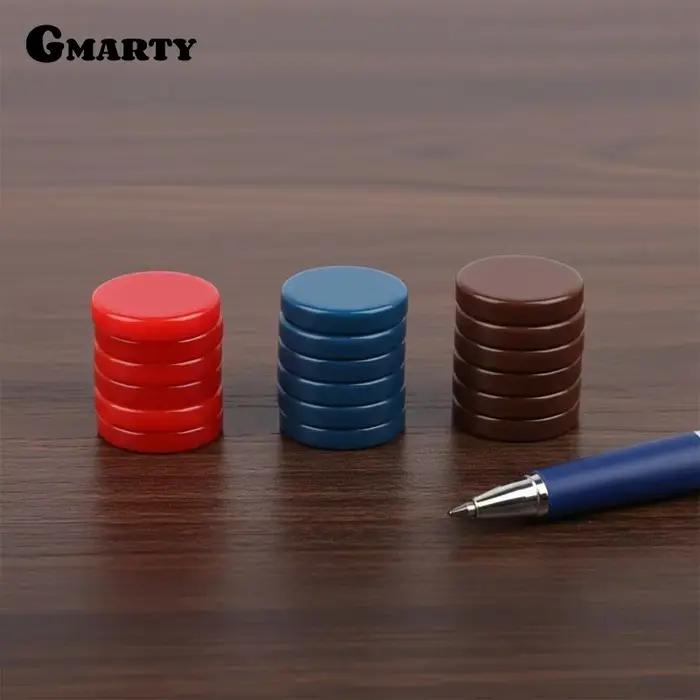 15 Pièces de Backgammon Multicolores 20/27/32MM, Pions Ronds en Plastique pour Jeu d'Échecs Occidental, Accessoires de Jeu d'Échecs de Duel Intelligent