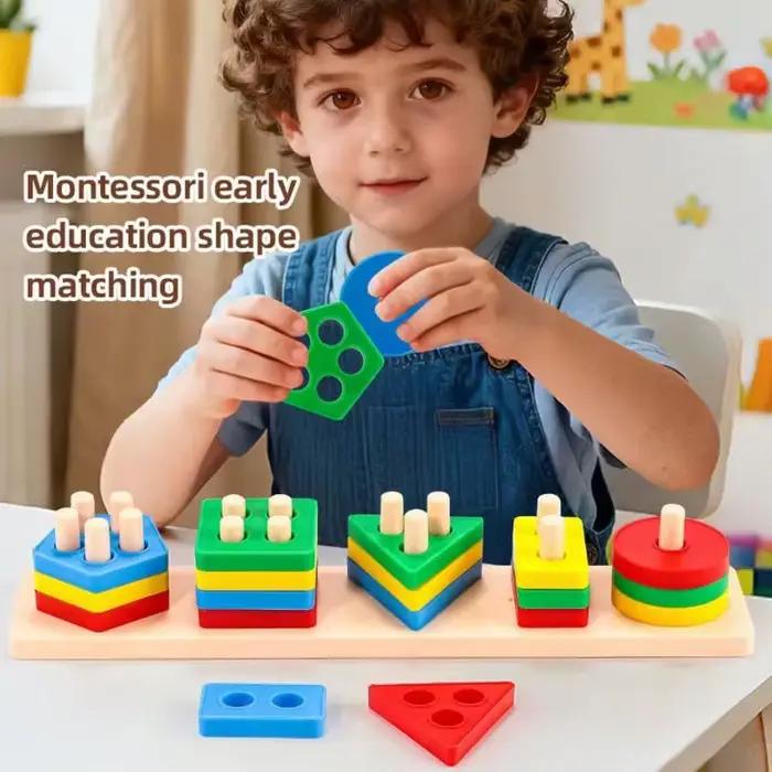 Ensemble de jouets de blocs à assembler de formes géométriques | Jouet éducatif précoce pour nourrissons de 0 à 3 ans |