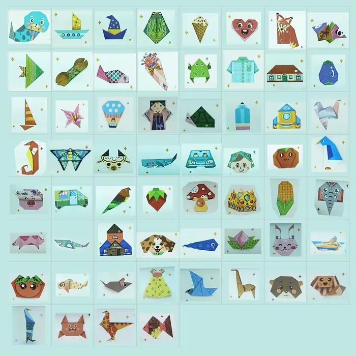 Kit Origami pour enfants 60 projets livre double face 4 niveaux papiers d'entraînement instructionnels arc-en-ciel animaux nature activités créatives occasions spéciales