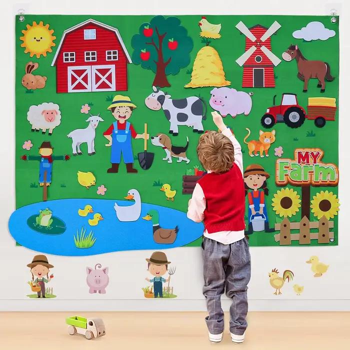 Ensemble de planches d'histoire en feutre d'animaux de Zoo
